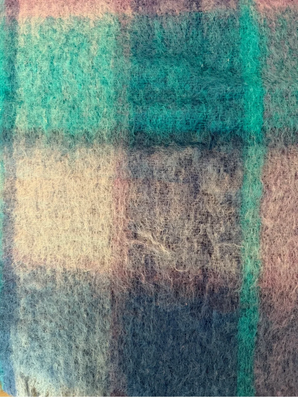 AVOCA (Ireland)Soft Plaid Mohair/wool Throw Blanket in Teal & Lavender